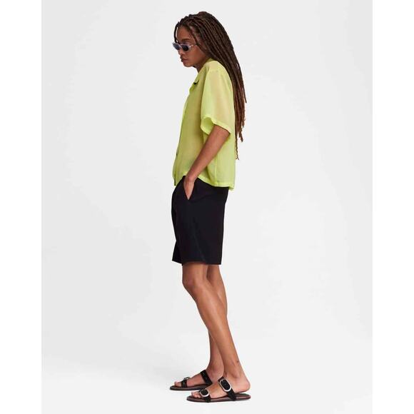 Rag & Bone Reed Shirt Neon Lime Green Button Front Short Sleeve Sheer Sz M - Picture 2 of 11